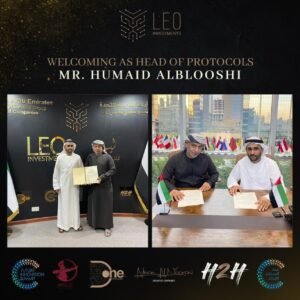 Humaid Al Blooshi ( One of The Co-Founder of EcoShuMi ) is new Head of Protocols in Leo Investments